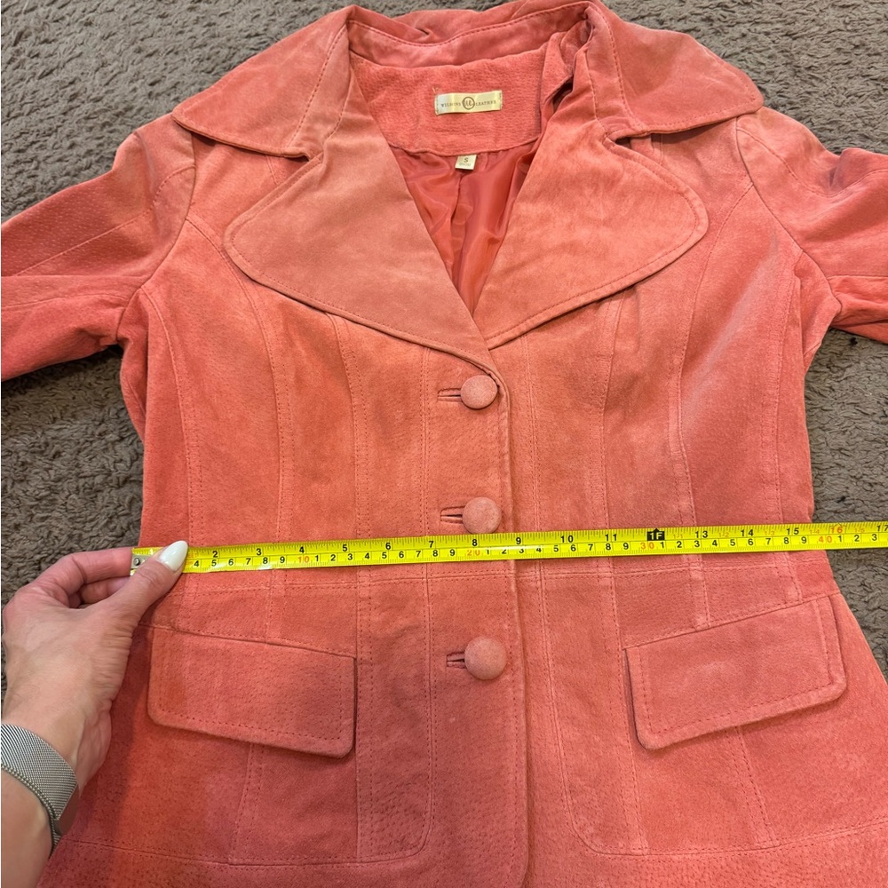 Wilsons Leather Suede Salmon Coat Jacket Blazer Pink Size S Small - Picture 5 of 8